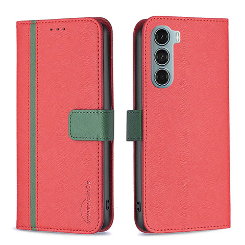 Funda de Cuero Cartera con Soporte Carcasa B04F para Motorola Moto Edge S30 5G Rojo