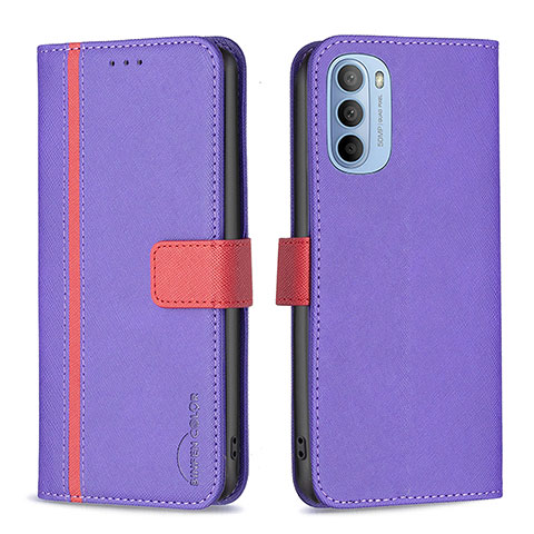 Funda de Cuero Cartera con Soporte Carcasa B04F para Motorola Moto G31 Morado