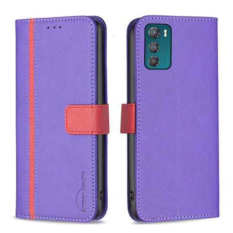 Funda de Cuero Cartera con Soporte Carcasa B04F para Motorola Moto G42 Morado