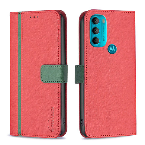 Funda de Cuero Cartera con Soporte Carcasa B04F para Motorola Moto G71 5G Rojo