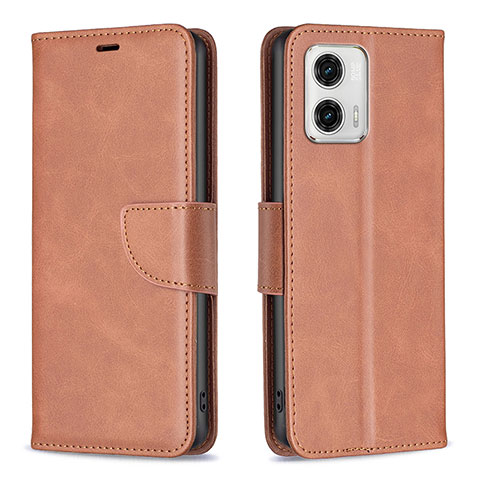 Funda de Cuero Cartera con Soporte Carcasa B04F para Motorola Moto G73 5G Marron