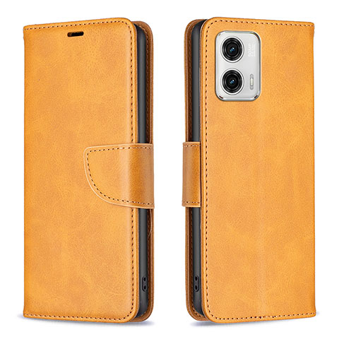 Funda de Cuero Cartera con Soporte Carcasa B04F para Motorola Moto G73 5G Marron Claro