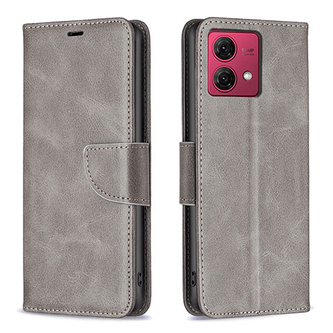 Funda de Cuero Cartera con Soporte Carcasa B04F para Motorola Moto G84 5G Gris