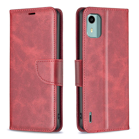 Funda de Cuero Cartera con Soporte Carcasa B04F para Nokia C12 Rojo