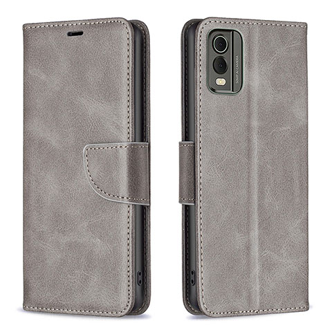 Funda de Cuero Cartera con Soporte Carcasa B04F para Nokia C32 Gris