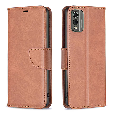 Funda de Cuero Cartera con Soporte Carcasa B04F para Nokia C32 Marron