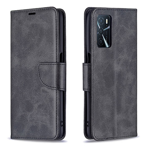 Funda de Cuero Cartera con Soporte Carcasa B04F para Oppo A16 Negro