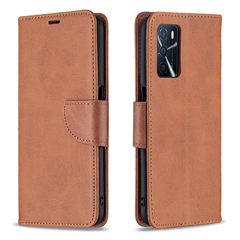 Funda de Cuero Cartera con Soporte Carcasa B04F para Oppo A16s Marron