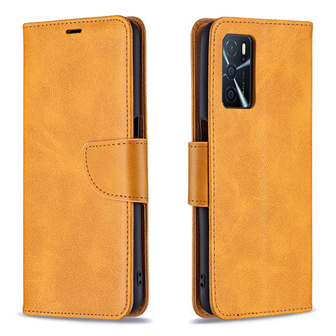 Funda de Cuero Cartera con Soporte Carcasa B04F para Oppo A16s Marron Claro