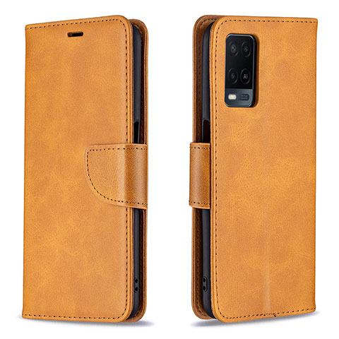 Funda de Cuero Cartera con Soporte Carcasa B04F para Oppo A54 4G Marron Claro