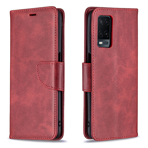 Funda de Cuero Cartera con Soporte Carcasa B04F para Oppo A54 4G Rojo