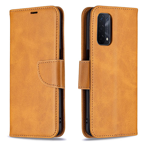 Funda de Cuero Cartera con Soporte Carcasa B04F para Oppo A74 5G Marron Claro