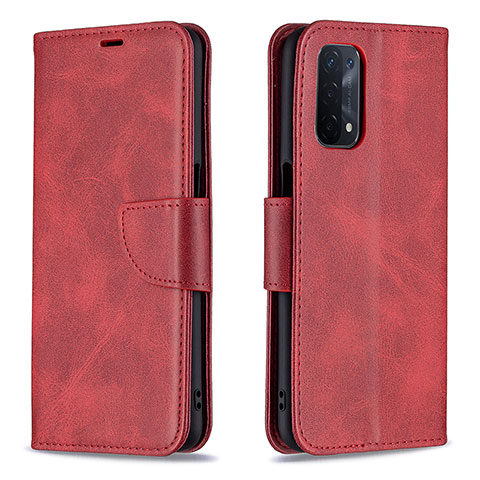 Funda de Cuero Cartera con Soporte Carcasa B04F para Oppo A74 5G Rojo