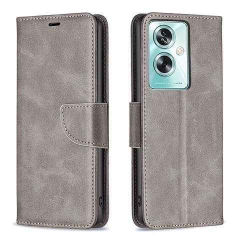 Funda de Cuero Cartera con Soporte Carcasa B04F para Oppo A79 5G Gris