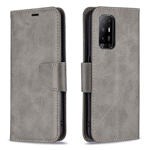 Funda de Cuero Cartera con Soporte Carcasa B04F para Oppo A94 5G Gris