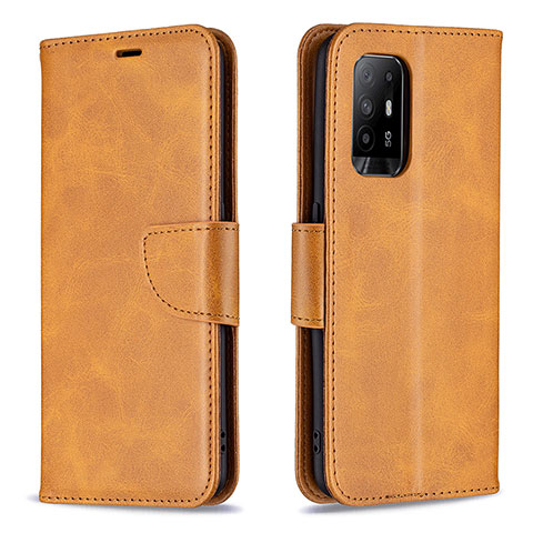 Funda de Cuero Cartera con Soporte Carcasa B04F para Oppo A94 5G Marron Claro