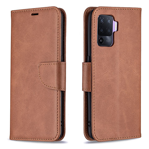 Funda de Cuero Cartera con Soporte Carcasa B04F para Oppo F19 Pro Marron