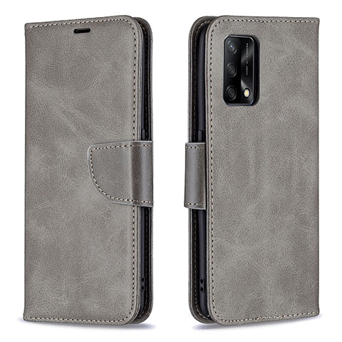 Funda de Cuero Cartera con Soporte Carcasa B04F para Oppo F19s Gris