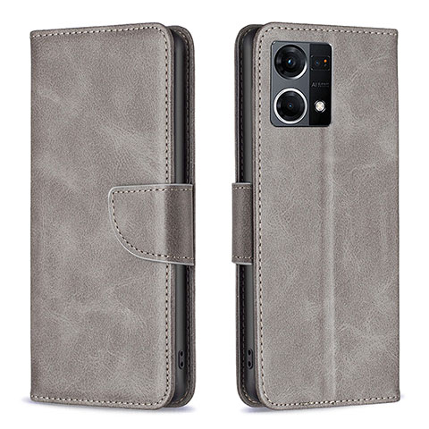 Funda de Cuero Cartera con Soporte Carcasa B04F para Oppo F21 Pro 4G Gris