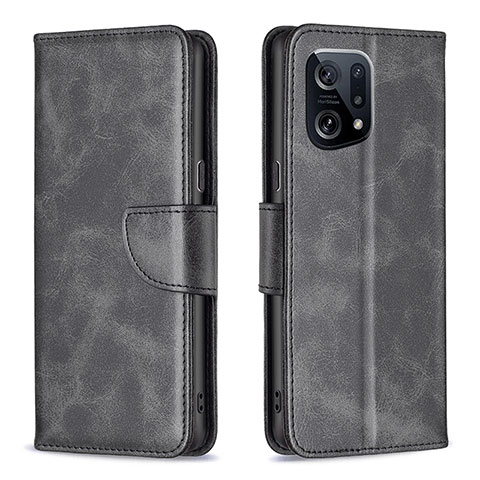 Funda de Cuero Cartera con Soporte Carcasa B04F para Oppo Find X5 5G Negro