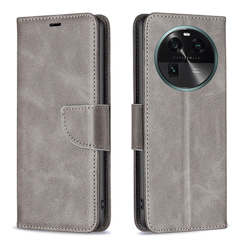 Funda de Cuero Cartera con Soporte Carcasa B04F para Oppo Find X6 5G Gris