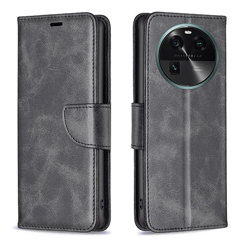 Funda de Cuero Cartera con Soporte Carcasa B04F para Oppo Find X6 5G Negro