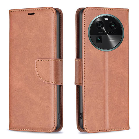 Funda de Cuero Cartera con Soporte Carcasa B04F para Oppo Find X6 Pro 5G Marron