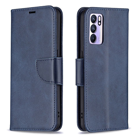 Funda de Cuero Cartera con Soporte Carcasa B04F para Oppo Reno6 5G Azul