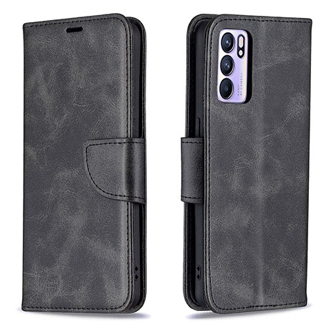 Funda de Cuero Cartera con Soporte Carcasa B04F para Oppo Reno6 5G Negro