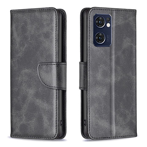 Funda de Cuero Cartera con Soporte Carcasa B04F para Oppo Reno7 5G Negro