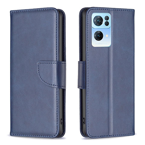 Funda de Cuero Cartera con Soporte Carcasa B04F para Oppo Reno7 Pro 5G Azul