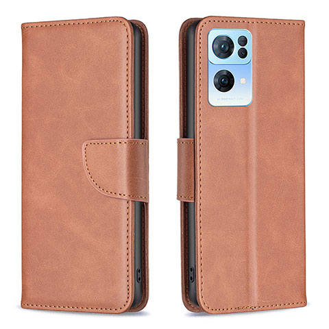 Funda de Cuero Cartera con Soporte Carcasa B04F para Oppo Reno7 Pro 5G Marron