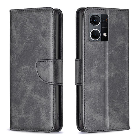 Funda de Cuero Cartera con Soporte Carcasa B04F para Oppo Reno8 4G Negro