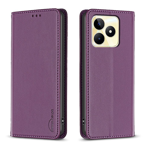 Funda de Cuero Cartera con Soporte Carcasa B04F para Realme C53 India Morado