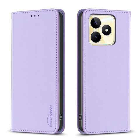 Funda de Cuero Cartera con Soporte Carcasa B04F para Realme C53 Purpura Claro