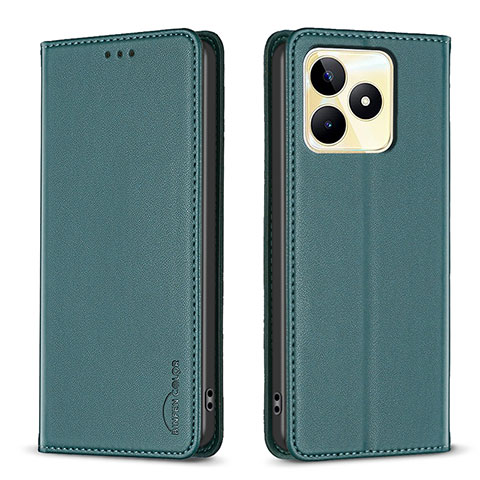 Funda de Cuero Cartera con Soporte Carcasa B04F para Realme C53 Verde