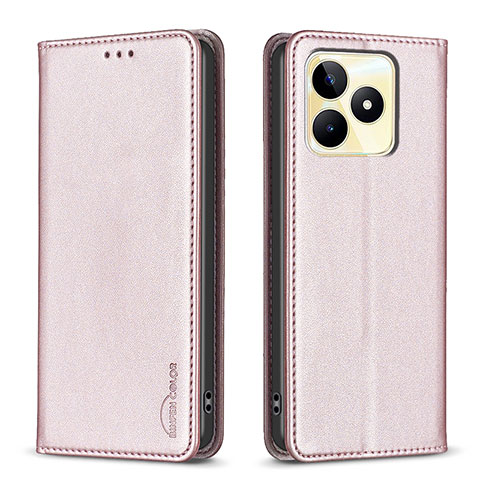 Funda de Cuero Cartera con Soporte Carcasa B04F para Realme C67 Rosa