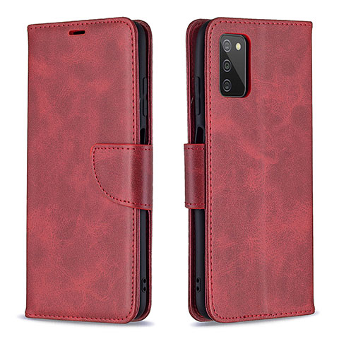 Funda de Cuero Cartera con Soporte Carcasa B04F para Samsung Galaxy A02s Rojo