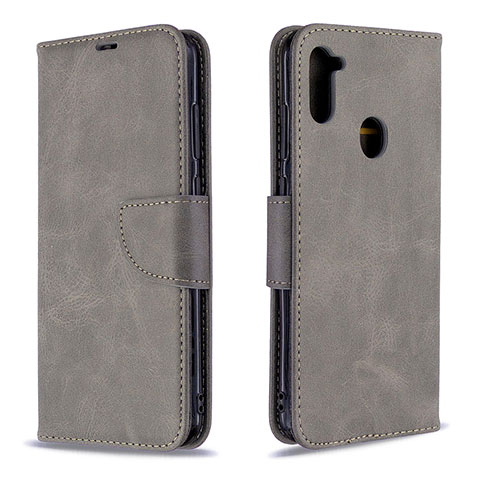 Funda de Cuero Cartera con Soporte Carcasa B04F para Samsung Galaxy A11 Gris