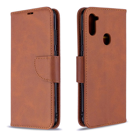 Funda de Cuero Cartera con Soporte Carcasa B04F para Samsung Galaxy A11 Marron