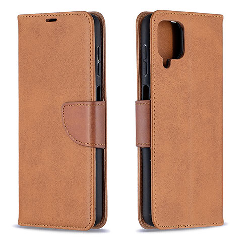 Funda de Cuero Cartera con Soporte Carcasa B04F para Samsung Galaxy A12 Nacho Marron