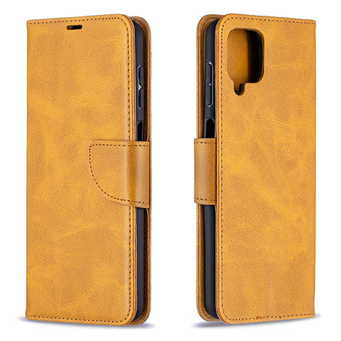 Funda de Cuero Cartera con Soporte Carcasa B04F para Samsung Galaxy A12 Nacho Marron Claro