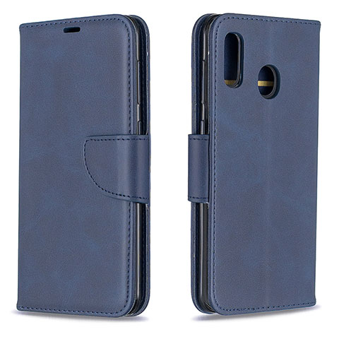 Funda de Cuero Cartera con Soporte Carcasa B04F para Samsung Galaxy A20 Azul