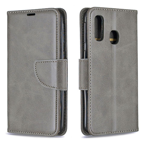 Funda de Cuero Cartera con Soporte Carcasa B04F para Samsung Galaxy A40 Gris