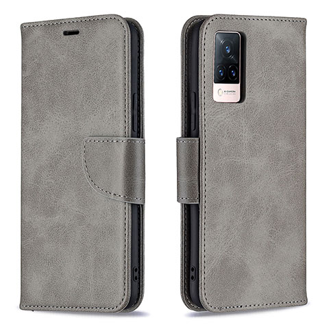 Funda de Cuero Cartera con Soporte Carcasa B04F para Vivo V21 5G Gris