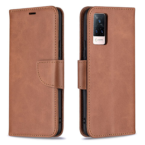 Funda de Cuero Cartera con Soporte Carcasa B04F para Vivo V21 5G Marron