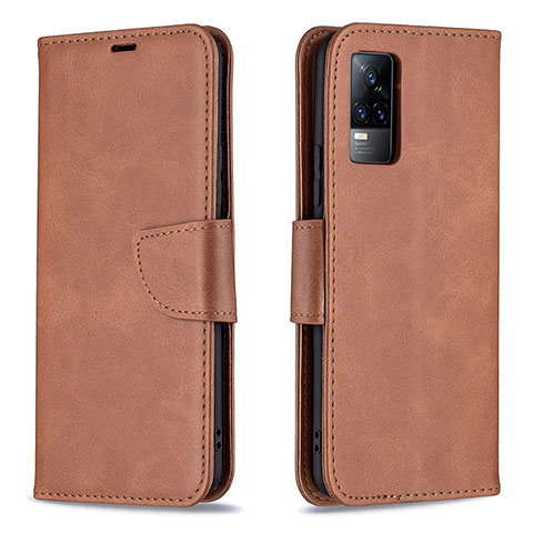 Funda de Cuero Cartera con Soporte Carcasa B04F para Vivo V21e 4G Marron