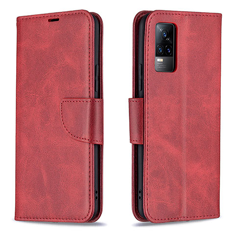 Funda de Cuero Cartera con Soporte Carcasa B04F para Vivo V21e 4G Rojo