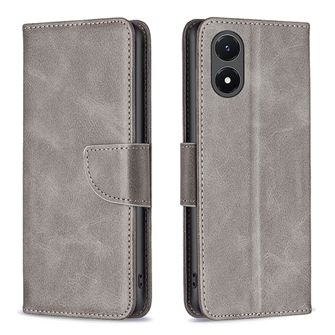 Funda de Cuero Cartera con Soporte Carcasa B04F para Vivo Y02S Gris