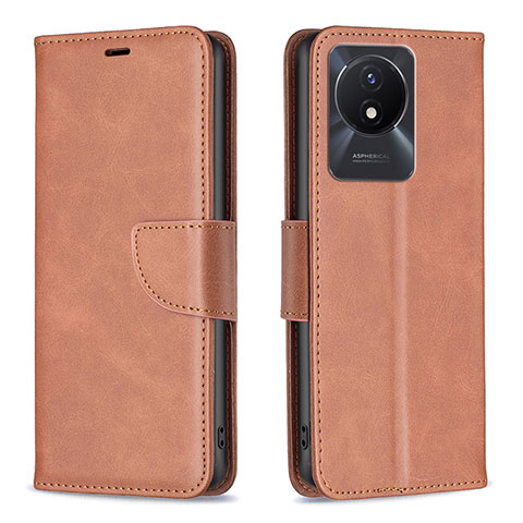 Funda de Cuero Cartera con Soporte Carcasa B04F para Vivo Y02t Marron